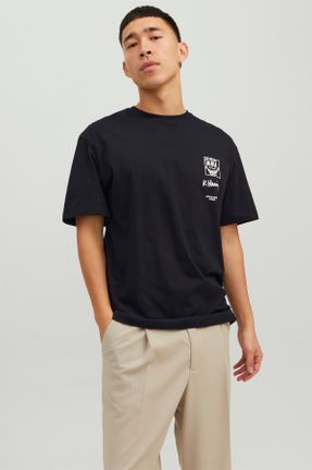 تی شرت مشکی مردانه رگولار یقه گرد تکی کد 646959057