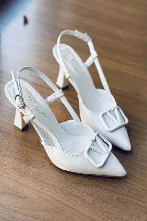 کفش مجلسی سفید زنانه چرم مصنوعی پاشنه نازک پاشنه متوسط ( 5 - 9 cm ) کد 821117501
