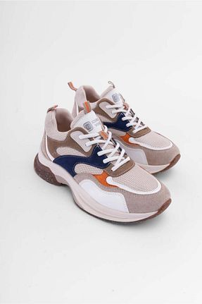 کفش اسنیکر بژ زنانه بند دار SHOEMARK - کد 815561292