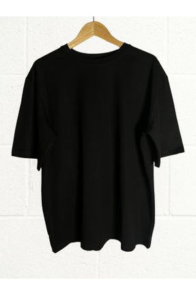 تی شرت مشکی زنانه اورسایز یقه گرد تکی جوان کد 818893517