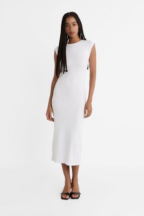 لباس سفید زنانه بافتنی پنبه (نخی) Fitted کد 821672978