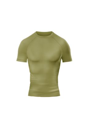 تی شرت خاکی مردانه اسلیم پلی استر قابلیت خشک شدن سریع کد 821478786