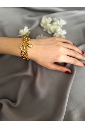 دستبند جواهر طلائی زنانه روکش طلا کد 821481962