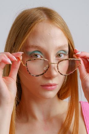 عینک محافظ نور آبی نارنجی زنانه 54 مات UV400 فلزی کد 376150087