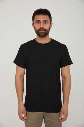 تی شرت مشکی مردانه رگولار یقه گرد تکی کد 671477959