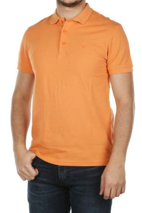 تی شرت نارنجی مردانه رگولار یقه پولو پنبه (نخی) تکی کد 104228538