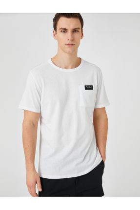 تی شرت سفید مردانه رگولار یقه گرد تکی کد 655812969