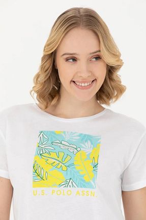 تیشرت سفید زنانه یقه دوچرخه U.S. Polo Assn. - کد 821734979