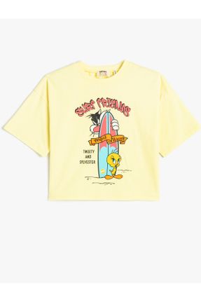 تی شرت زرد بچه گانه ریلکس یقه گرد تکی کد 690696767