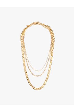 گردنبند جواهر طلائی زنانه فلزی کد 748990244