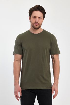 تی شرت خاکی مردانه رگولار یقه گرد کد 821791521