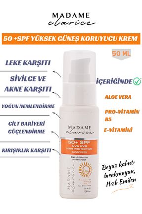 کرم ضد آفتاب صورت SPF 50 + Madame Clarice - کد 785746347