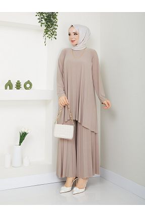 ست بالاتنه و پائین تنه حجاب بژ زنانه کارگو MODAMÜNASİP - کد 821953044