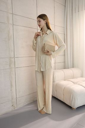 ست بالاتنه و پائین تنه بژ زنانه بافتنی Ekim Store - کد 821971849