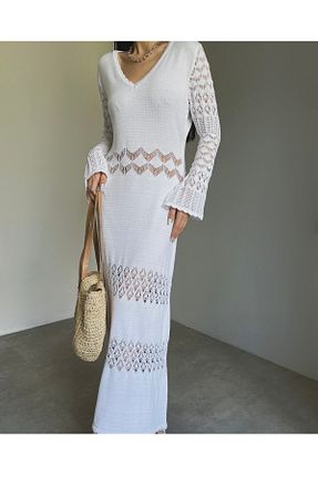 لباس سفید زنانه تریکو Rabury Butik - کد 821749421