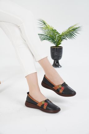 کفش کژوال مشکی زنانه چرم طبیعی پاشنه کوتاه ( 4 - 1 cm ) پاشنه ساده کد 821771369