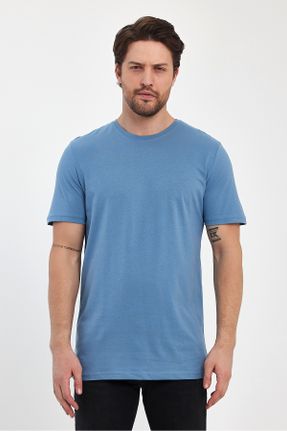تی شرت آبی مردانه رگولار یقه گرد کد 821790953