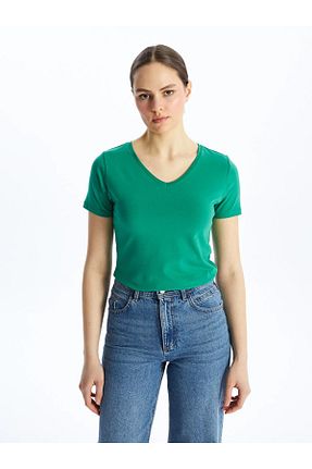تیشرت سبز زنانه Skinny LC Waikiki - کد 822049421