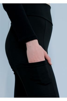 ساق شلواری مشکی زنانه بافتنی فاق بلند کد 822126381