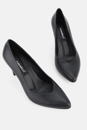 کفش پاشنه بلند کلاسیک مشکی زنانه چرم طبیعی پاشنه نازک پاشنه متوسط ( 5 - 9 cm ) کد 822142200