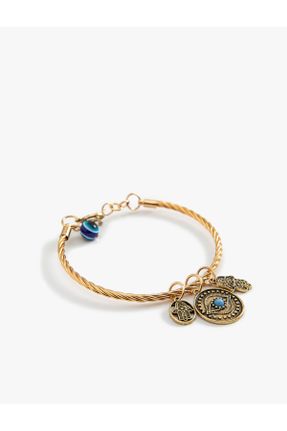 دستبند جواهر طلائی زنانه فلزی کد 822146435