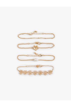 دستبند جواهر طلائی زنانه فلزی کد 822188048
