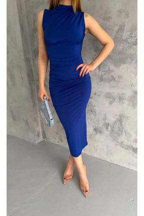 لباس آبی زنانه بافت بافتنی تنگ کد 822227443