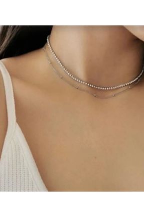 گردنبند جواهر زنانه روکش نقره کد 822356205