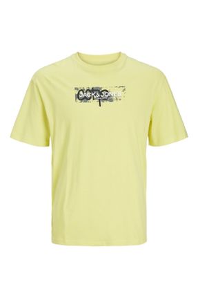 تی شرت زرد مردانه ریلکس یقه گرد کد 822360248