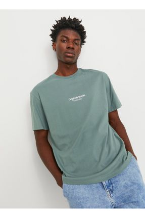 تی شرت خاکی مردانه رگولار یقه گرد تکی کد 822092407
