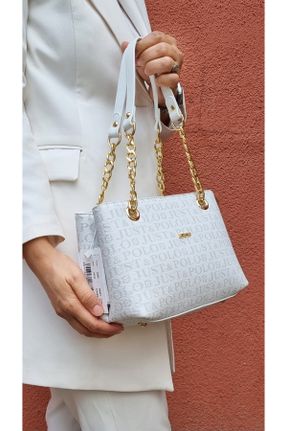 کیف دوشی سفید زنانه چرم مصنوعی کد 113434371