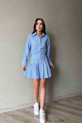 لباس آبی زنانه بافتنی لباس پیراهنی کد 822150830
