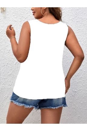 بلوز سفید زنانه یقه پولو لیکرا بدون آستین کد 822173417
