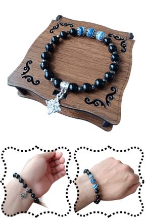 دستبند جواهر مشکی زنانه سنگی کد 822212102