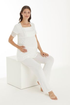 ست لباس راحتی حاملگی سفید زنانه مخلوط ویسکون کد 822287693
