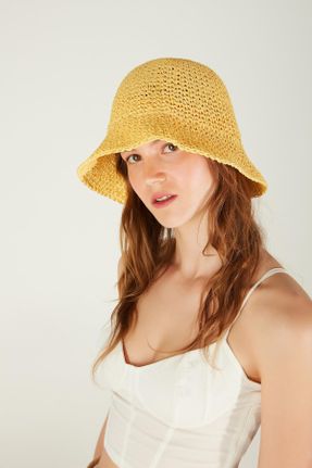کلاه زرد زنانه حصیری کد 822365949