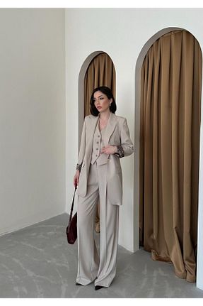 کت بلیزر بژ زنانه Blazer Vuntal BUTİK - کد 822374715