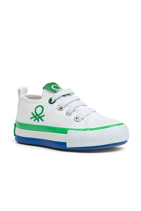 کفش اسنیکر سفید بچه گانه بند دار Benetton - کد 236650976