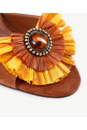 کفش پاشنه بلند پر نارنجی زنانه پاشنه متوسط ( 5 - 9 cm ) پاشنه ضخیم کد 822147007
