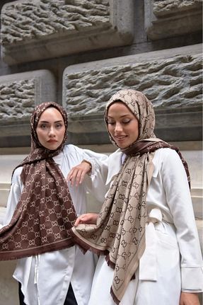 شال قهوه ای زنانه ابریشم Ralcuop - کد 822148950