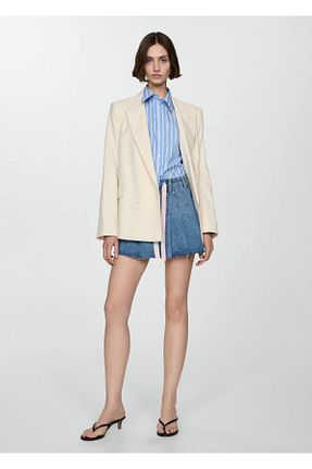 دامن آبی زنانه گلدار MANGO - کد 822181999