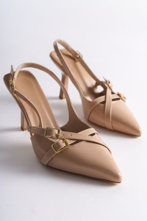 کفش پاشنه بلند کلاسیک بژ زنانه چرم لاکی پاشنه نازک پاشنه متوسط ( 5 - 9 cm ) کد 822273436