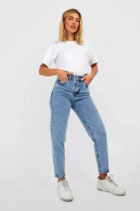 شلوار جین آبی زنانه پاچه تنگ فاق بلند جین ساده جوان کد 822287363