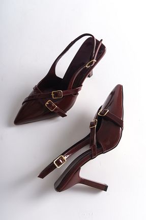 کفش پاشنه بلند کلاسیک زرشکی زنانه چرم لاکی oyyo - کد 822273273