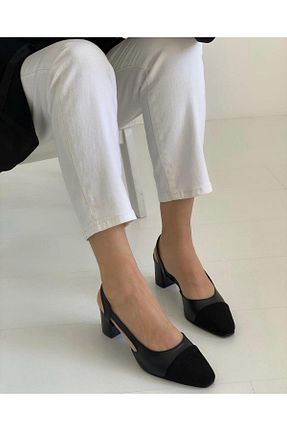کفش پاشنه بلند کلاسیک مشکی زنانه چرم مصنوعی FS KOMBİN - کد 822302997