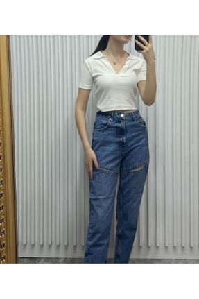 شلوار جین آبی زنانه فاق بلند جین کد 822405026