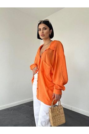 پیراهن نارنجی زنانه اورسایز HEYZZ - کد 822566540