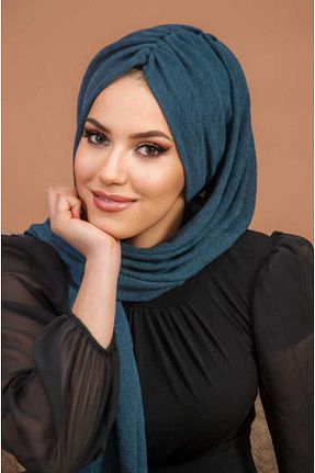 شال آبی زنانه پنبه - پلی استر کد 815624711