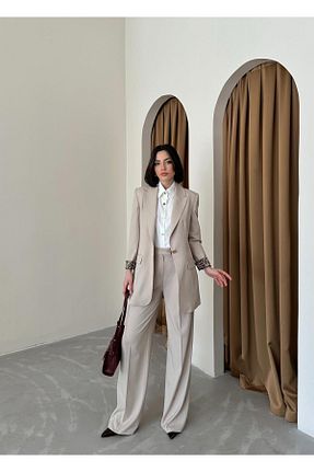 کت بلیزر بژ زنانه Blazer Vuntal BUTİK - کد 822374715