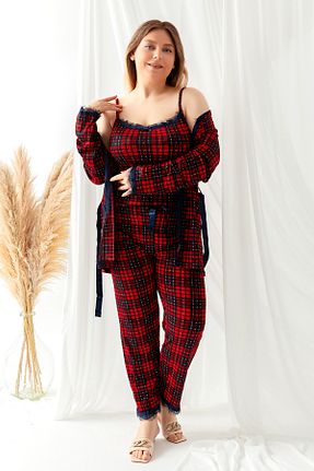 ست لباس راحتی قرمز زنانه ساده Nisanca - کد 820988961